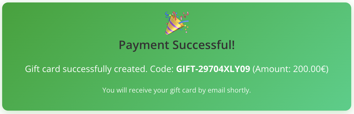 Payment confirmation